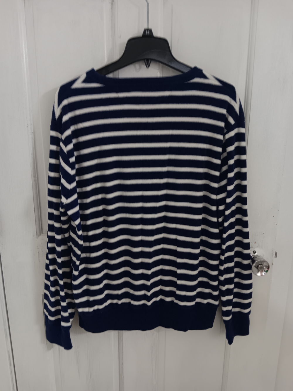 Polo by Ralph Lauren Navy & White Striped Crewneck Sweater with Red Pony Logo - Picture 2 of 2